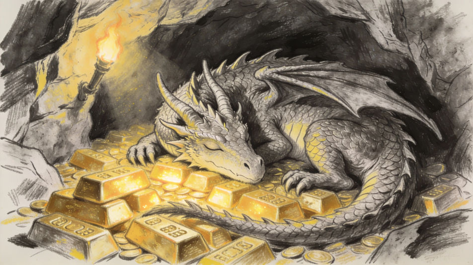 Dragon on a gold hoard