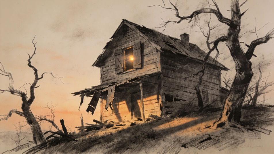 Abandoned house at dusk
