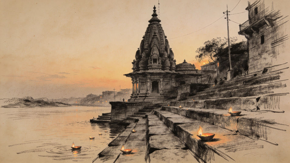 Temple steps at dusk