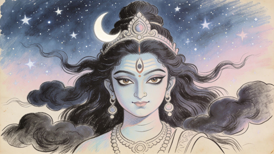 Kali Maa in the night sky