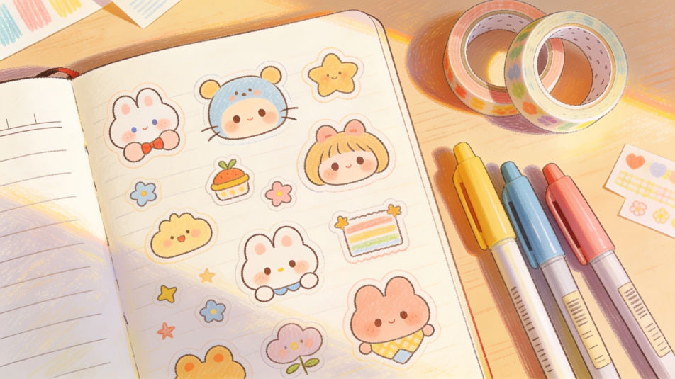 Kawaii stationery desk