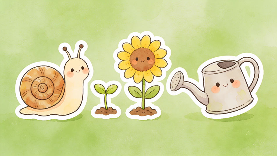 Kawaii garden sticker set