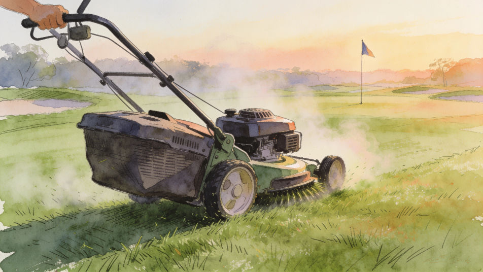 Lawn mower at a golf course