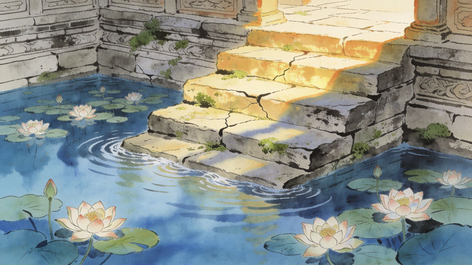 Temple tank lotuses