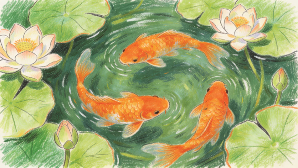 Lotus and koi
