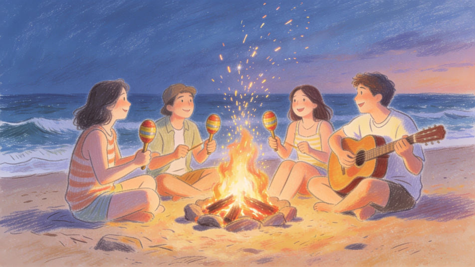 Beach bonfire rhythm