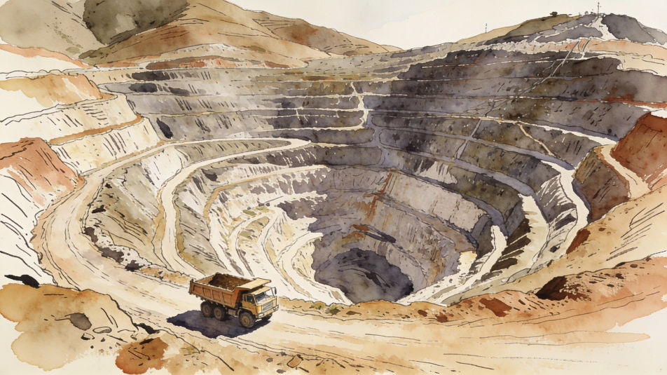 Open pit mine terraces