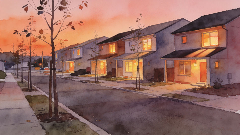 Modern street at dusk