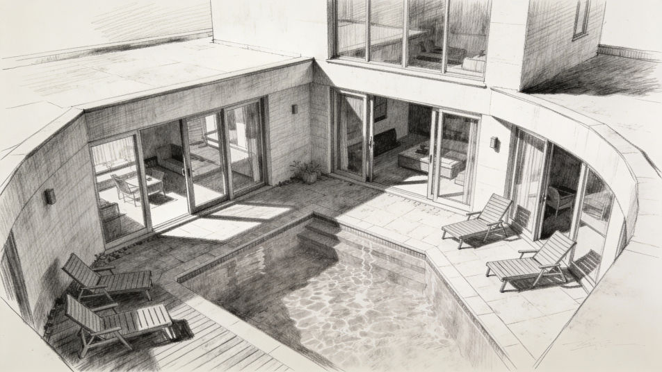 Courtyard with pool