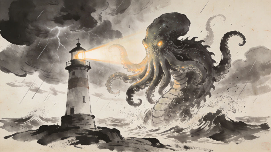 Sea monster at the lighthouse