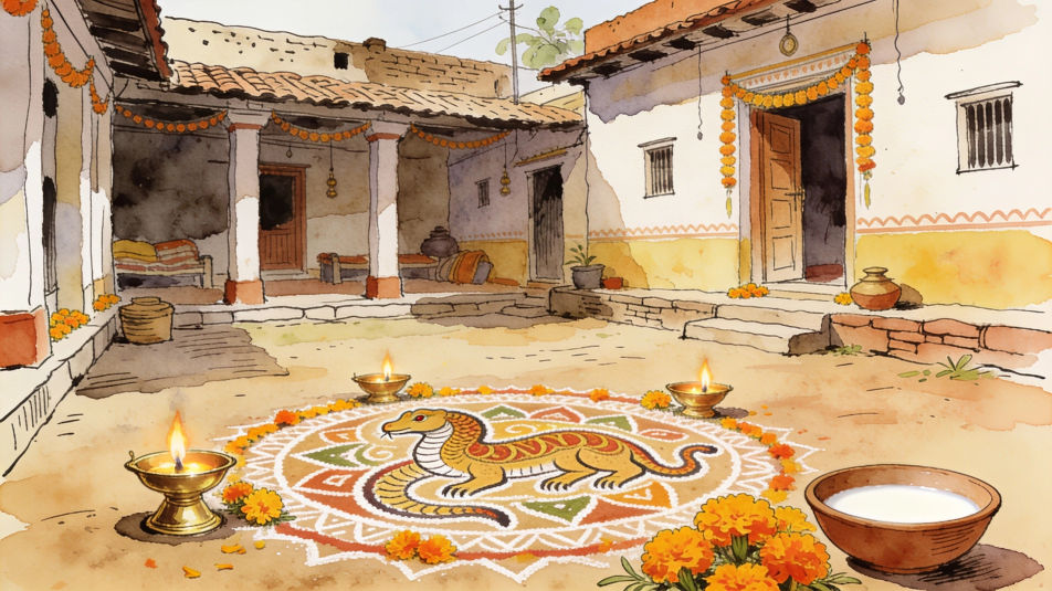 Courtyard on Nag Panchami