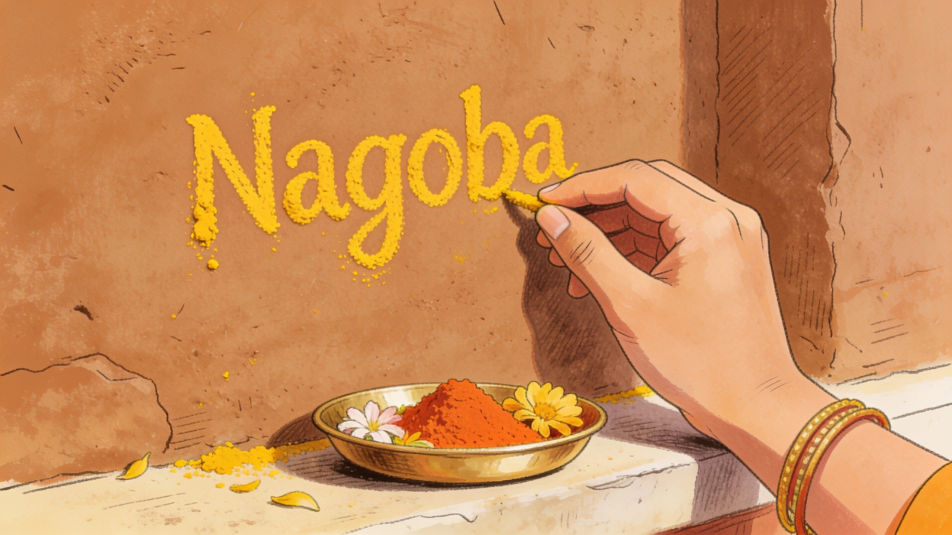 Drawing Nagoba on the wall