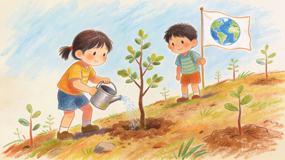 Children planting trees