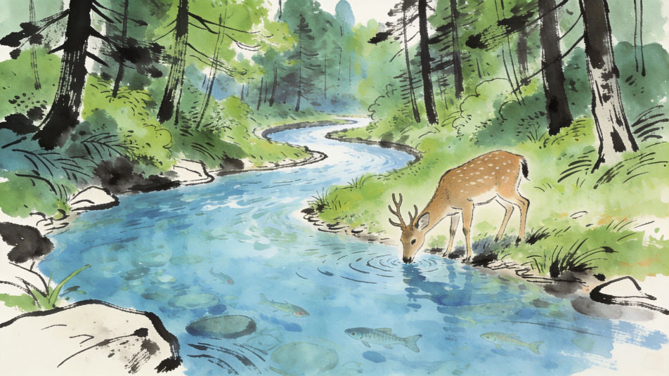 Clean river through a forest