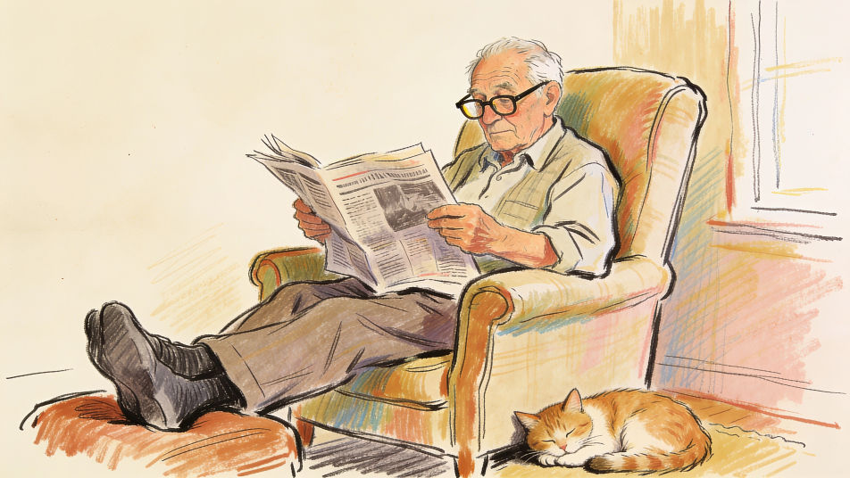 Grandfather reading the newspaper