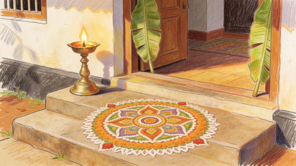 Pookalam at the front door