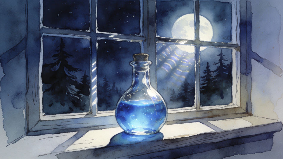 Potion in a moonlit window