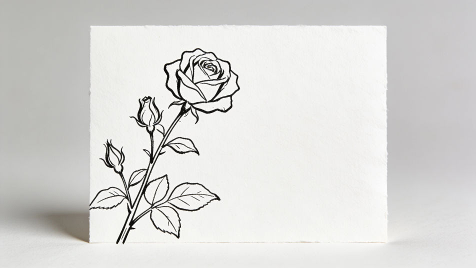 Rose corner for a card