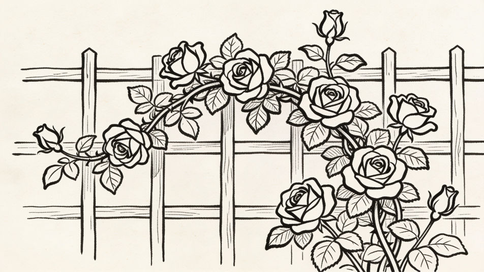 Rose climbing a trellis