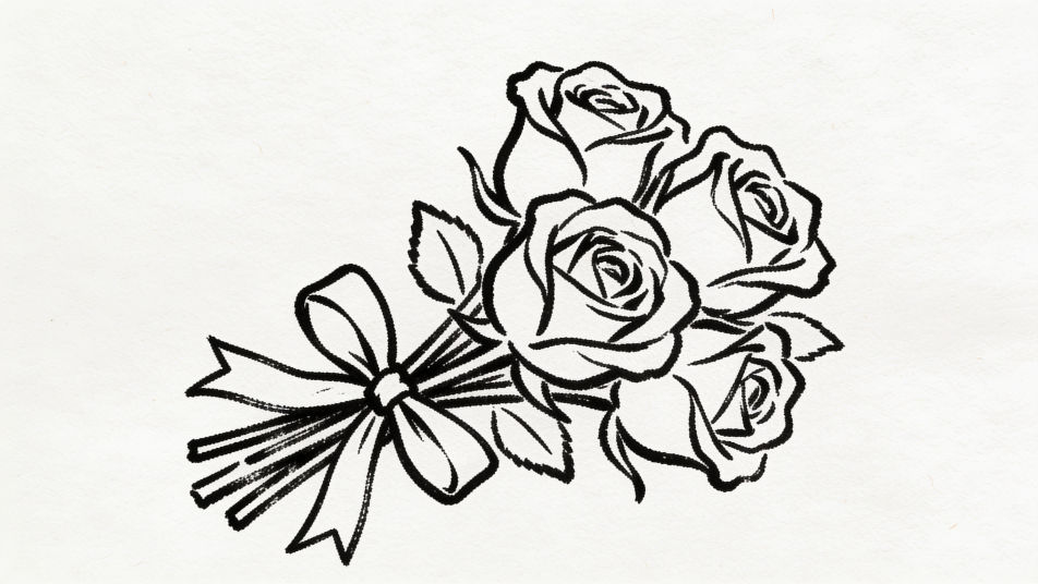 Rose bouquet line art