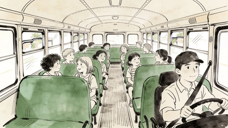 Inside the school bus