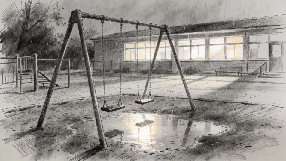 Rainy day school playground