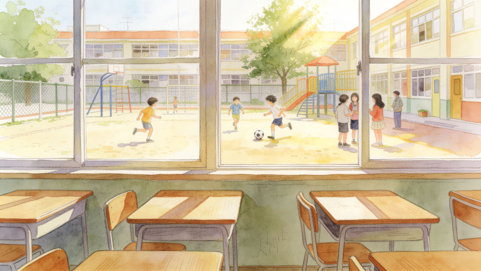 School playground from the classroom
