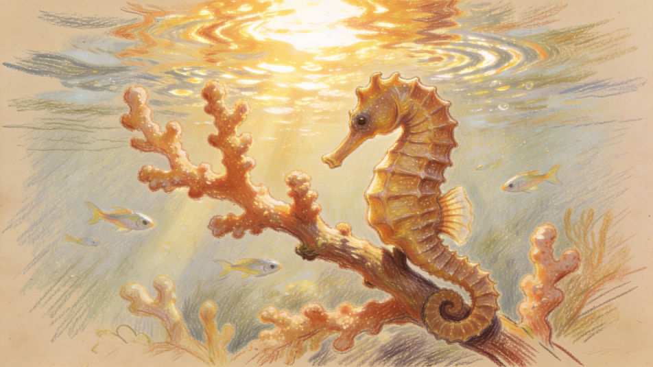 Seahorse on a coral reef