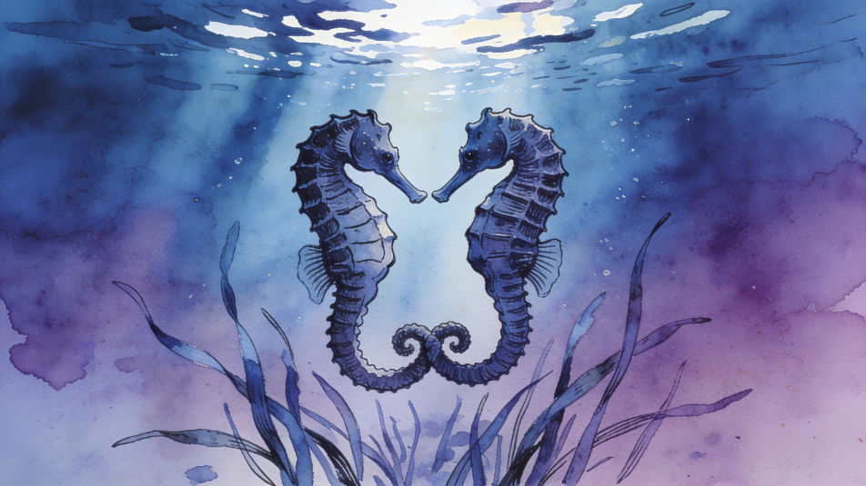 Seahorse pair at dusk