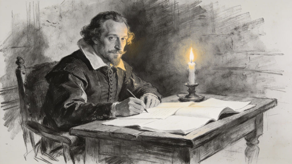 Writing by candlelight