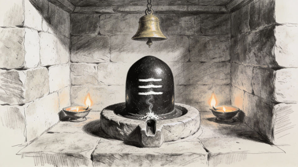 Shivling in a stone shrine