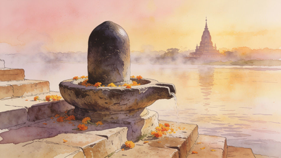Riverside Shivling at dawn