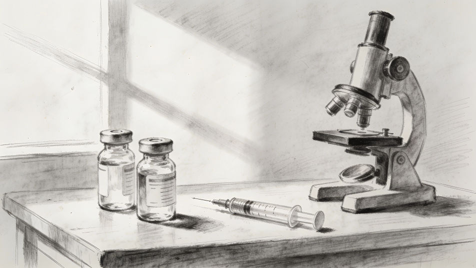 Lab bench with vials