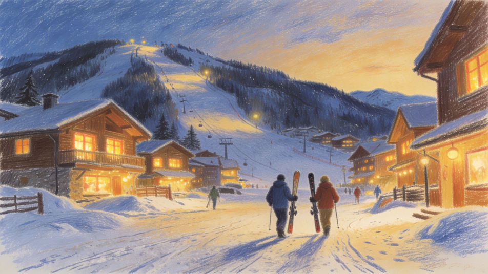 Mountain village at dusk