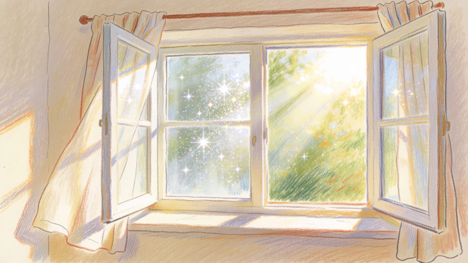 Sparkles around a clean window