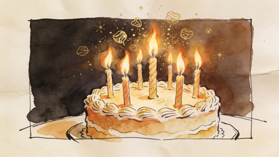 Sparkles over a birthday cake