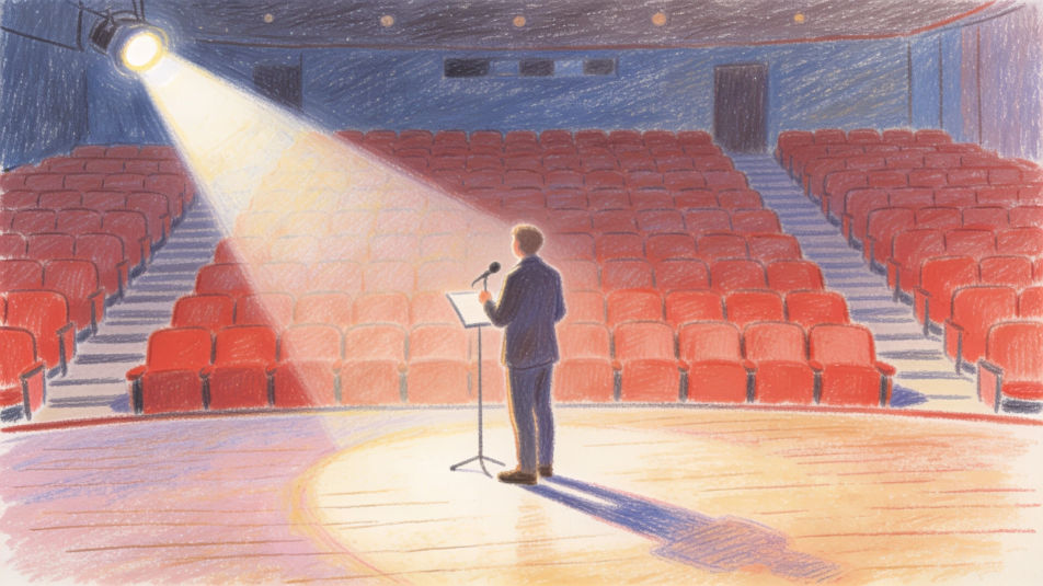 Speech on an empty stage