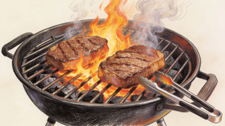 Steak on the backyard grill