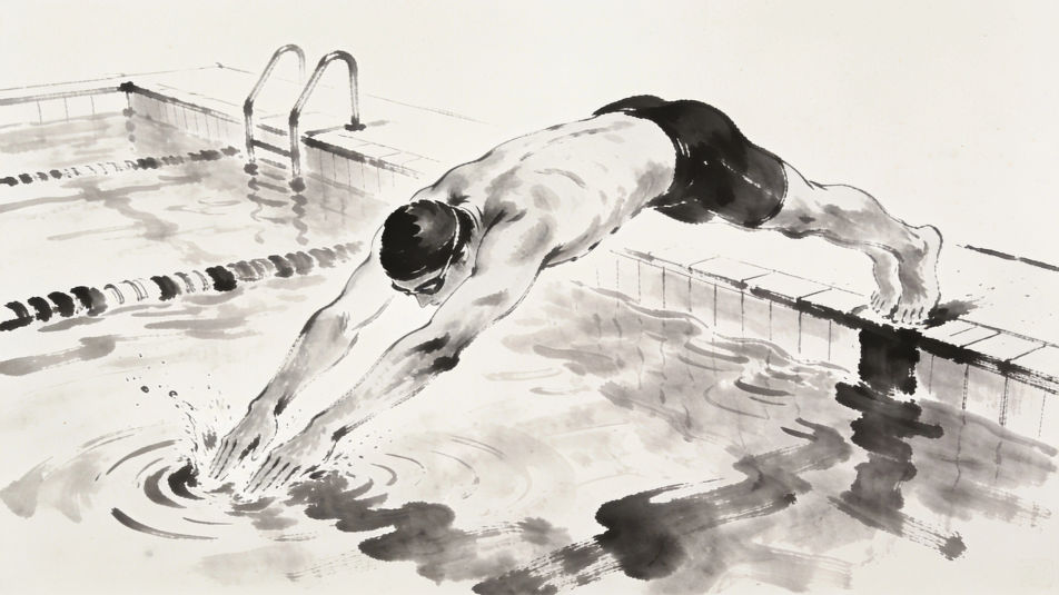 Swimmer diving in