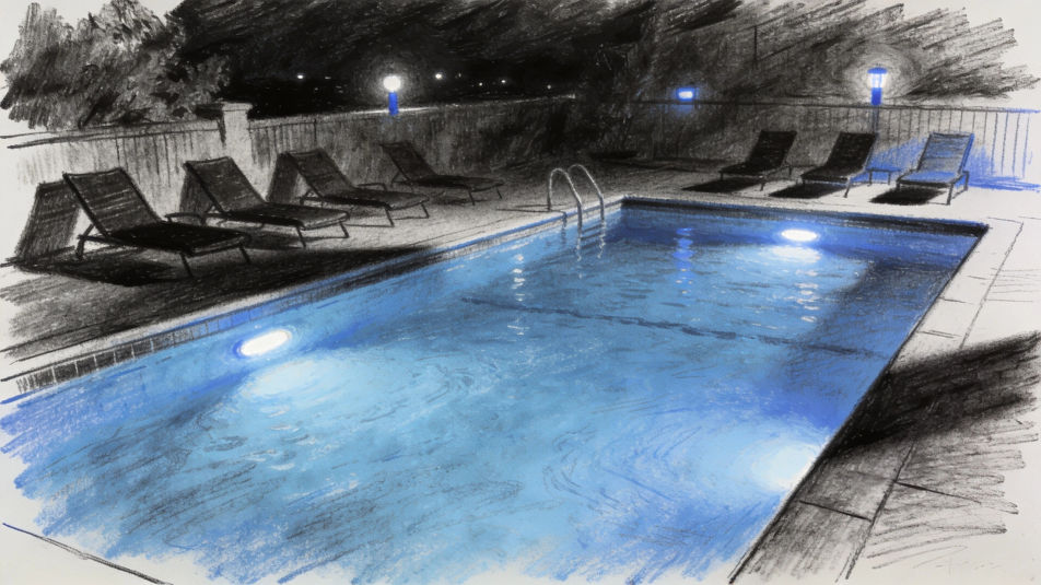 Empty pool at night
