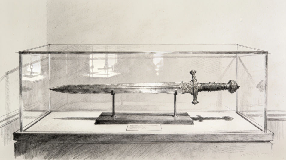 Sword on a museum stand
