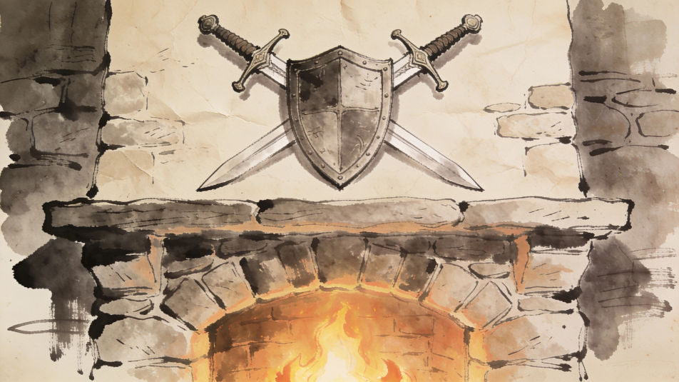 Sword above a fireplace