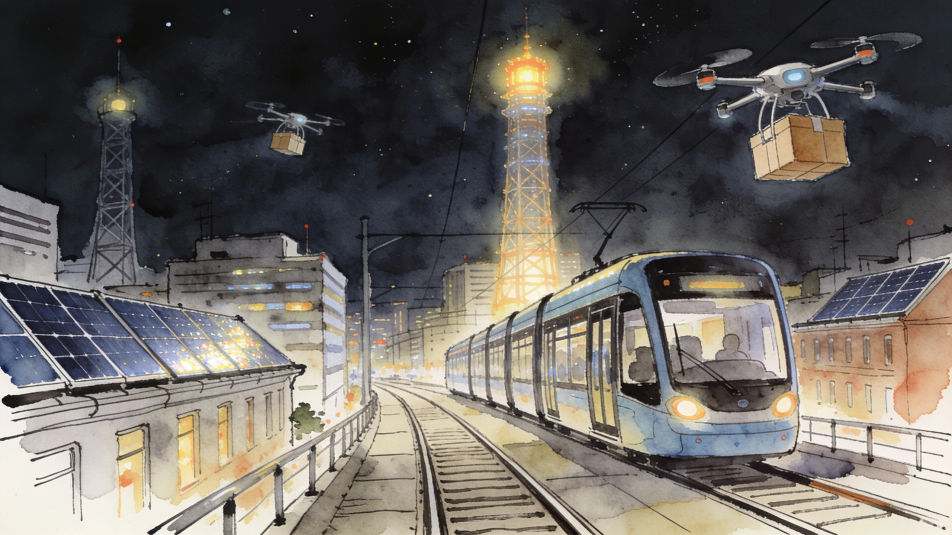 Smart city at night