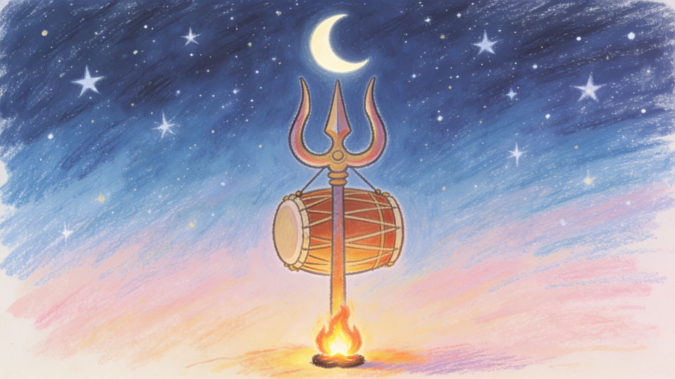 Trishul under a night sky