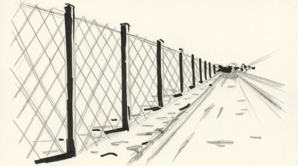 Chain-link fence in perspective