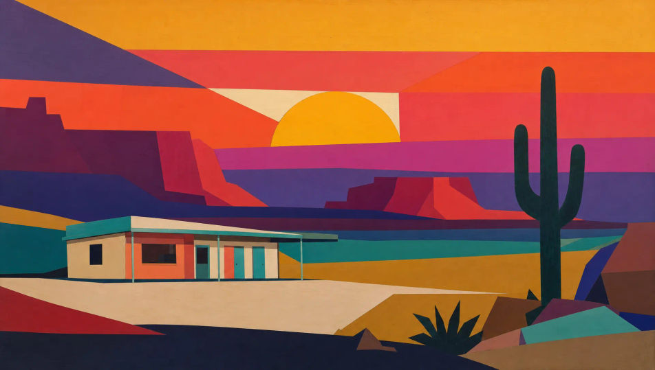 Wüstensonnenuntergang mit harter geometrischer Kante