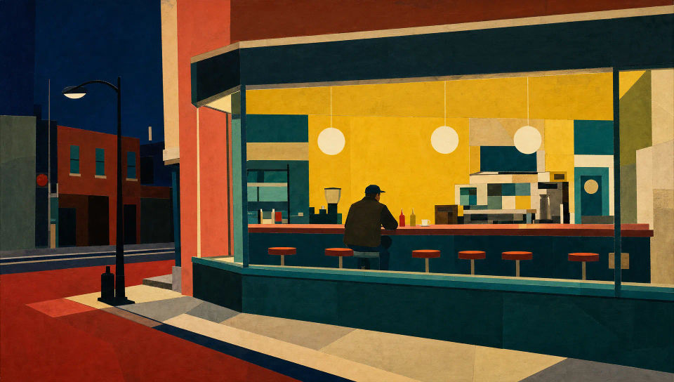 Saturated diner at night