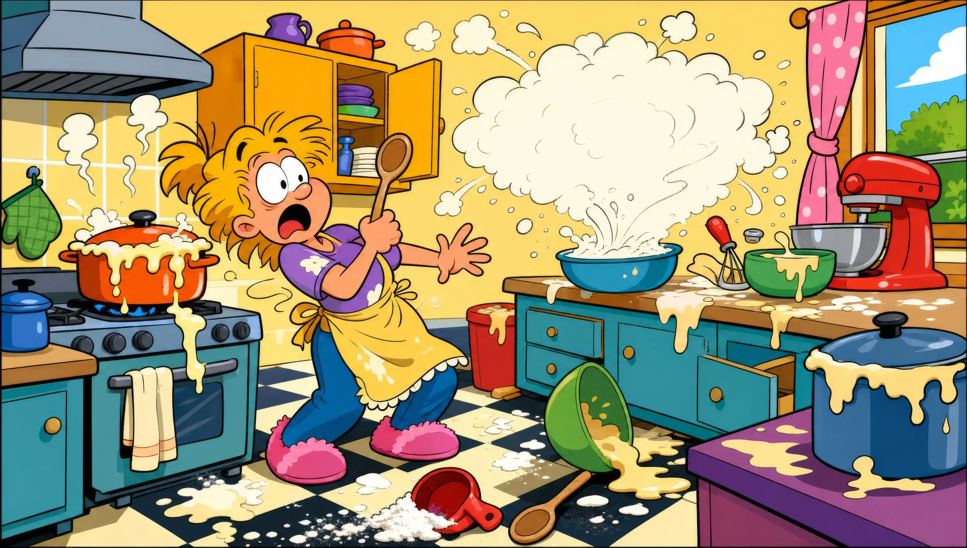 Cartoon kitchen disaster