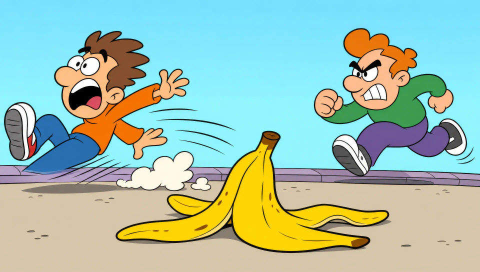 Banana-peel chase sequence