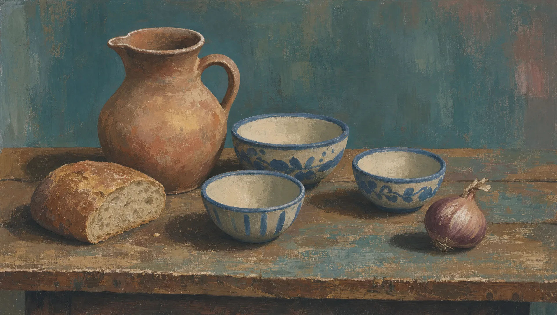 Folk-art kitchen still life